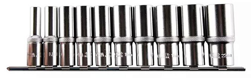 Набор головок торцевых глубоких 8-22 мм (3/8") 6 гр., 10 предм. на линейке Licota Набор головок торцевых глубоких 8-22 мм (3/8") 6 гр., 10 предм. на линейке Licota