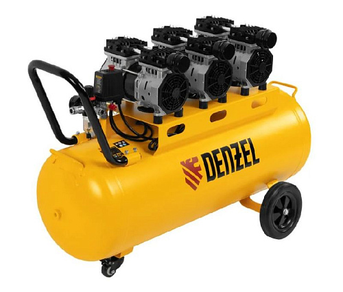 Компрессор безмасляный 100 л, 1,8 кВт (3х0,6), 345 л/мин, 8 бар,230В, малошумный Denzel DLS 1800/100 Компрессор безмасляный 100 л, 1,8 кВт (3х0,6), 345 л/мин, 8 бар,230В, малошумный Denzel DLS 1800/100
