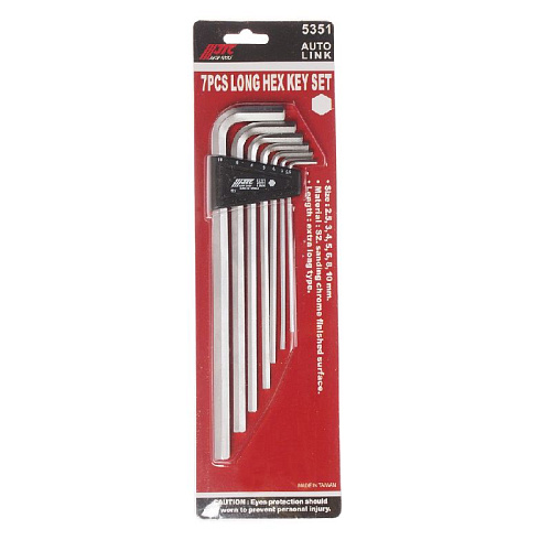 Набор ключей шестигранных угловых экстрадлинных 2,5-10 мм (7 шт) JTC Набор ключей шестигранных угловых экстрадлинных 2,5-10 мм (7 шт) JTC