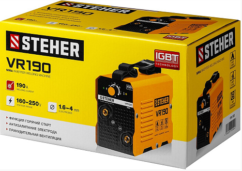 Инвертор сварочный 190 А, ММА, IGBT, горячий старт STEHER Инвертор сварочный 190 А, ММА, IGBT, горячий старт STEHER