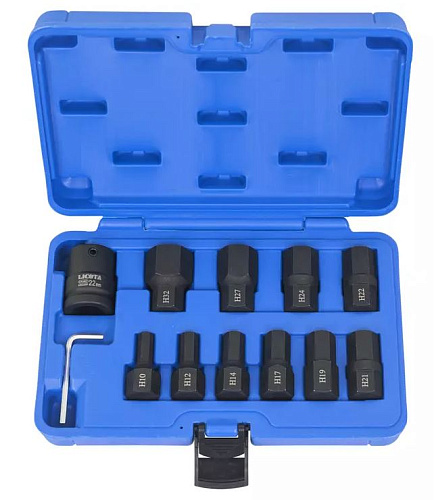 Набор насадок ударных 3/4" HEX Н10-Н32 мм (11 предм) Licota Набор насадок ударных 3/4" HEX Н10-Н32 мм (11 предм) Licota