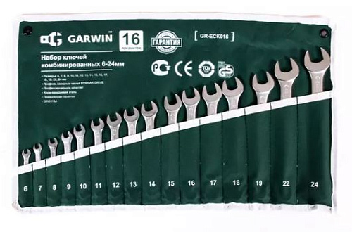 Набор ключей комбинированных 6-24 мм (16 шт.) в скрутке GARWIN Набор ключей комбинированных 6-24 мм (16 шт.) в скрутке GARWIN