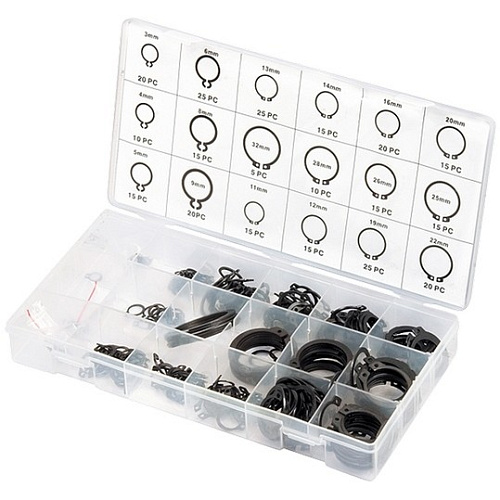 Набор колец стопорных 3-32 мм, 300 предметов Сибртех Набор колец стопорных 3-32 мм, 300 предметов Сибртех