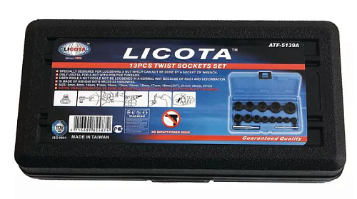 Набор головок для скругленного крепежа 1/2", 1/4", 6-27 мм (13 предм) Licota Набор головок для скругленного крепежа 1/2", 1/4", 6-27 мм (13 предм) Licota