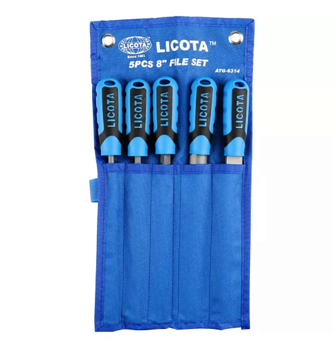 Набор напильников 200 мм (5 шт) двухкомпонентная рукоятка Licota Набор напильников 200 мм (5 шт) двухкомпонентная рукоятка Licota