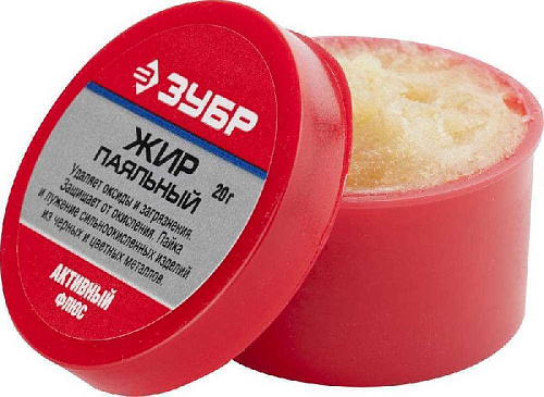 Флюс активный для пайки (жир паяльный активный) 20 гр. ЗУБР Флюс активный для пайки (жир паяльный активный) 20 гр. ЗУБР