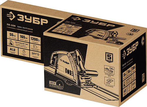 Пила дисковая погружная с шиной 1200 Вт, 90°-55 мм, диск 165 мм, ЗУБР Пила дисковая погружная с шиной 1200 Вт, 90°-55 мм, диск 165 мм, ЗУБР