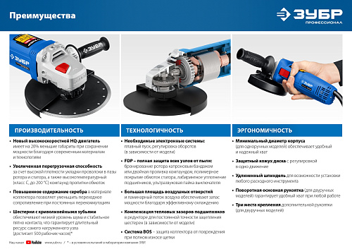 Шлифмашина угловая 230 мм, 2600 Вт ЗУБР Профессионал Шлифмашина угловая 230 мм, 2600 Вт ЗУБР Профессионал