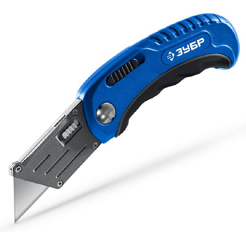 Нож технический 19 мм, лезвие сталь У8А, мет. корпус ЗУБР Компакт-А24 Нож технический 19 мм, лезвие сталь У8А, мет. корпус ЗУБР Компакт-А24