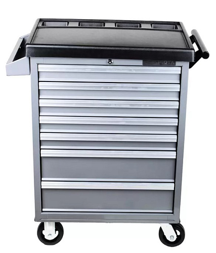 Тележка инструментальная 7 полок, с пластиковой столешницей, карманом, серая LICOTA Тележка инструментальная 7 полок, с пластиковой столешницей, карманом, серая LICOTA