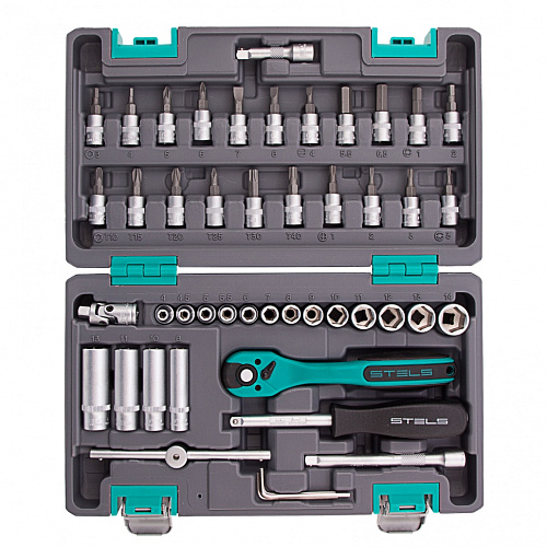 Набор головок торцевых 4-14 мм (1/4") 6 гр., 47 предм. в кейсе STELS Набор головок торцевых 4-14 мм (1/4") 6 гр., 47 предм. в кейсе STELS