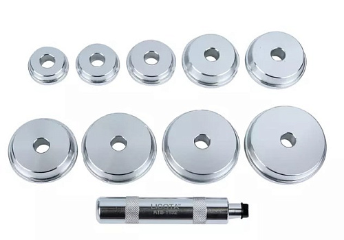 Набор оправок для запресовки сальников, подшипников, салентблоков 10 предм Licota Набор оправок для запресовки сальников, подшипников, салентблоков 10 предм Licota