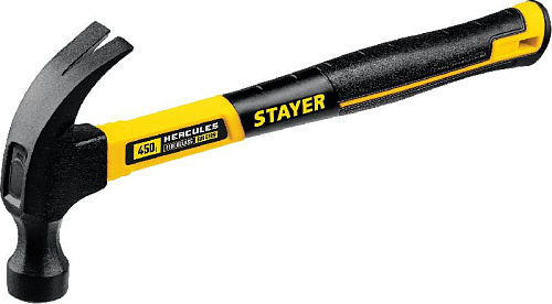 Молоток-гвоздодер 450 г с фиберглассовой рукояткой STAYER Hercules Молоток-гвоздодер 450 г с фиберглассовой рукояткой STAYER Hercules