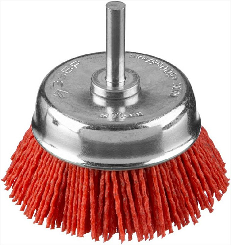 Щетка чашечная 75 мм для дрели, нейлоновая проволока ЗУБР Щетка чашечная 75 мм для дрели, нейлоновая проволока ЗУБР