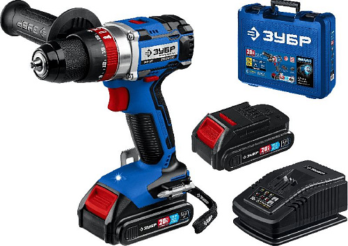 Дрель-шуруповерт аккумуляторная ударная 20 В, 70 Нм, 2*4 Ач, бесщет. двиг. в кейсе ЗУБР Профессионал Дрель-шуруповерт аккумуляторная ударная 20 В, 70 Нм, 2*4 Ач, бесщет. двиг. в кейсе ЗУБР Профессионал