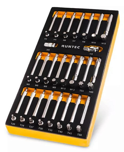Набор бит 48 предм. Torx, Spline, Hex (10 мм) в ложементе RUNTEC Набор бит 48 предм. Torx, Spline, Hex (10 мм) в ложементе RUNTEC