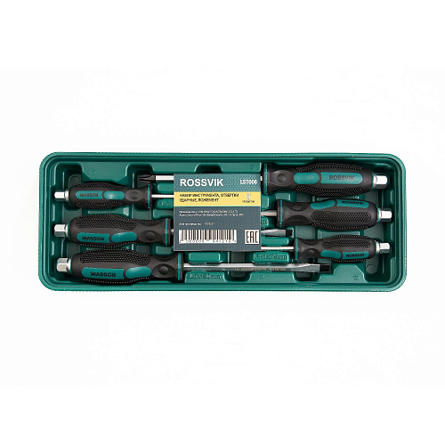 Набор отверток ударных 6 шт в ложемент-кейсе ROSSVIK Набор отверток ударных 6 шт в ложемент-кейсе ROSSVIK