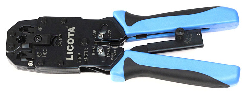 Пресс-клещи для RJ-45, RJ-11/12 с зачисткой витой пары с трещоткой Licota Пресс-клещи для RJ-45, RJ-11/12 с зачисткой витой пары с трещоткой Licota
