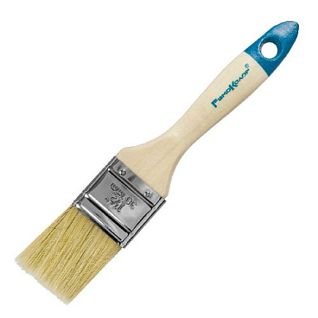 Кисть плоская 38 мм (1,5") натуральная светлая щетина, деревянная ручка Евро Кисть плоская 38 мм (1,5") натуральная светлая щетина, деревянная ручка Евро