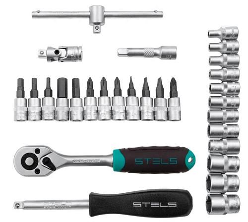 Набор головок торцевых 4-13 мм (1/4") 6 гр., 29 предм. STELS Набор головок торцевых 4-13 мм (1/4") 6 гр., 29 предм. STELS
