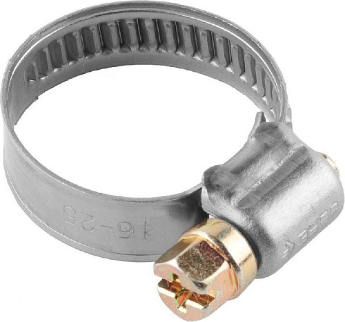 Хомут стальной 16-25 мм, нержавеющая накатная лента 9 мм (200 шт) ЗУБР Профессионал Хомут стальной 16-25 мм, нержавеющая накатная лента 9 мм (200 шт) ЗУБР Профессионал