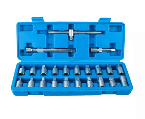 Набор головок для отворачивания масляных пробок 23 предм SpecX Набор головок для отворачивания масляных пробок 23 предм SpecX