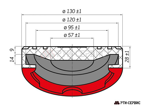 Накладка резиновая для домкрата подкатного 120 мм, высота 28 мм Накладка резиновая для домкрата подкатного 120 мм, высота 28 мм