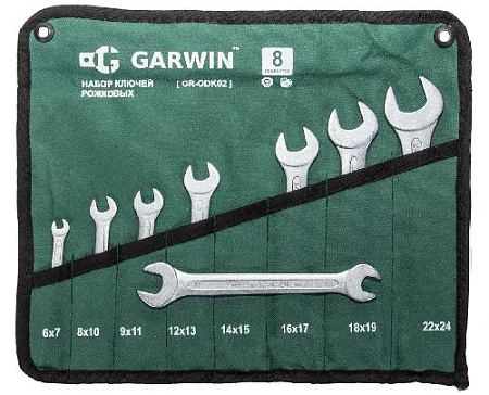 Набор ключей рожковых 6-24 мм (8 шт) в сумке-скрутке GARWIN Набор ключей рожковых 6-24 мм (8 шт) в сумке-скрутке GARWIN