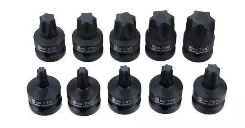 Набор насадок ударных 1/2" TORX T40-T100, 38 мм (10 предм) GARWIN Набор насадок ударных 1/2" TORX T40-T100, 38 мм (10 предм) GARWIN