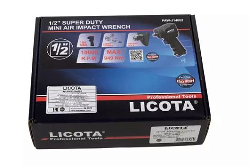 Гайковерт пневматический 1/2" 949 Нм (97 Кгм) ультракомпактный Licota Гайковерт пневматический 1/2" 949 Нм (97 Кгм) ультракомпактный Licota