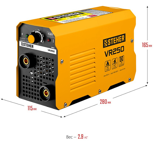 Инвертор сварочный 250 А, ММА, IGBT, горячий старт STEHER Инвертор сварочный 250 А, ММА, IGBT, горячий старт STEHER