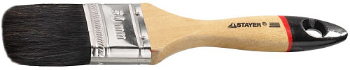 Кисть плоская 25 мм (1") черная натуральная щетина, деревянная ручка STAYER Кисть плоская 25 мм (1") черная натуральная щетина, деревянная ручка STAYER