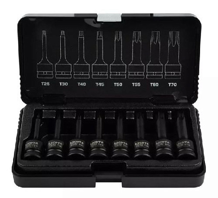 Набор насадок ударных 1/2" TORX T25-T70 (8 предм) Licota Набор насадок ударных 1/2" TORX T25-T70 (8 предм) Licota