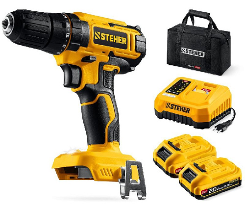 Дрель-шуруповерт аккумуляторная ударная 20 В, 40 Нм, 2*2 Ач LMS STEHER Дрель-шуруповерт аккумуляторная ударная 20 В, 40 Нм, 2*2 Ач LMS STEHER