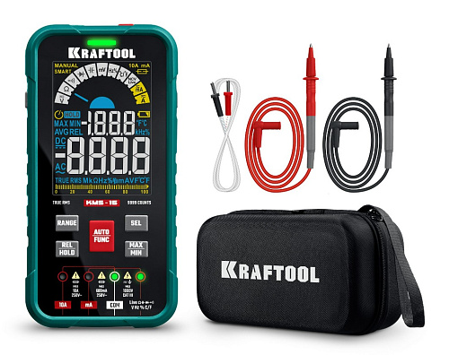 Мультиметр цифровой смарт (измерение температуры) KRAFTOOL KMS-15 Мультиметр цифровой смарт (измерение температуры) KRAFTOOL KMS-15