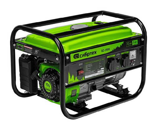 Генератор бензиновый с ручным стартером 2,2 кВт, 230 В Сибртех БС-2500 Генератор бензиновый с ручным стартером 2,2 кВт, 230 В Сибртех БС-2500